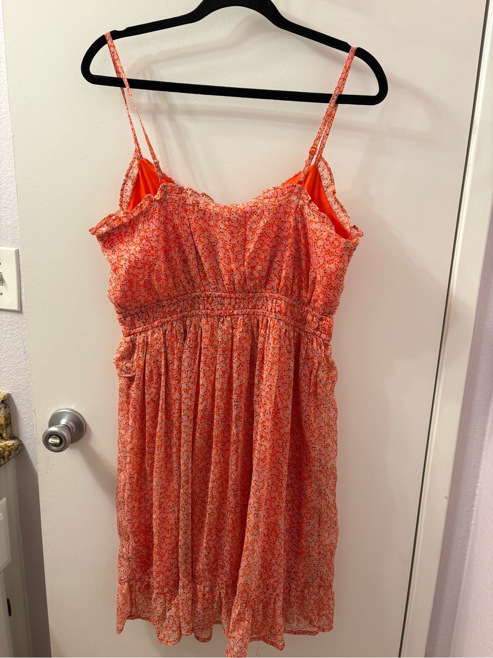Vero Moda Orange Floral Ruffle Dress M NWT PTP 20/length 29 - Picture 10 of 10